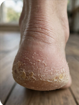 Rough, dry heel before the routine